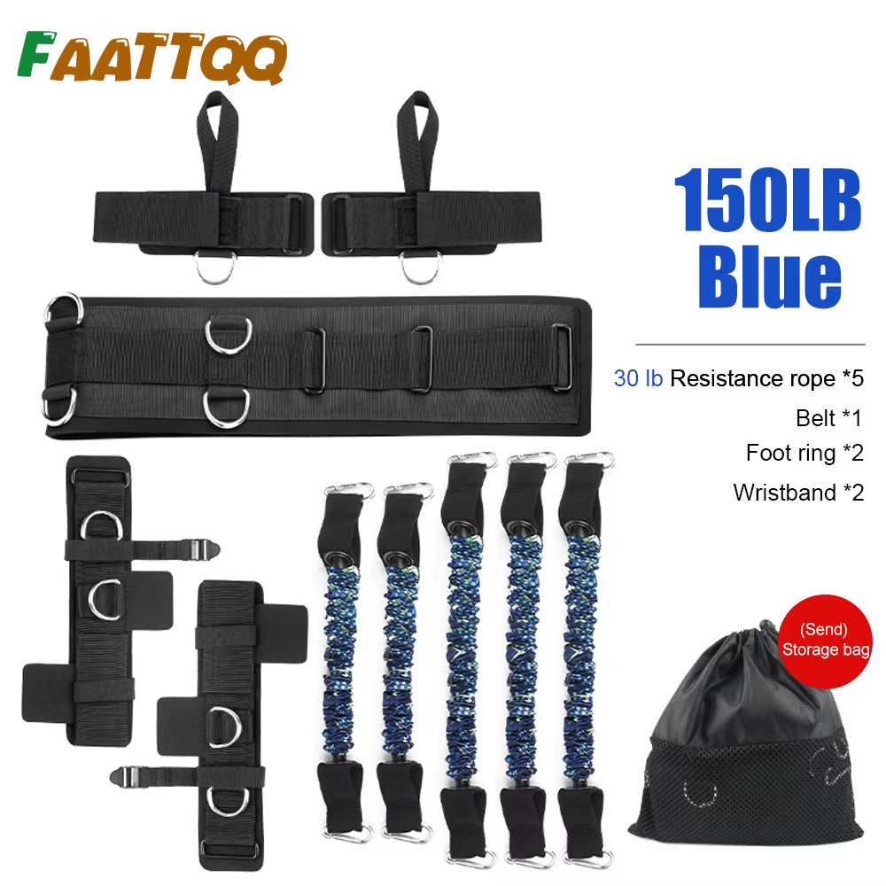 150lb blue latex resistance bands Muay Thai sport set — hodgepodge52